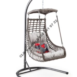 CLK Garden Rattan Alaçatı Gri Bahçe Balkon Teras Salıncakları