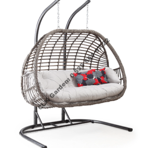 CLK Garden Rattan Oylat Gri Bahçe Balkon Teras Salıncakları İki Kişilik