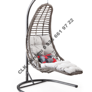 CLK Garden Rattan Bodrum Gri Bahçe Balkon Teras Salıncakları