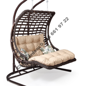 CLK Garden Rattan Bodrum Double Kahverengi Bahçe Balkon Teras Salıncakları İki Kişilik