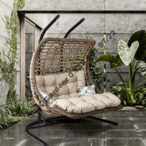 CLK Garden Rattan Bodrum Double Açık Kahverengi Bahçe Balkon Teras Salıncakları İki Kişilik