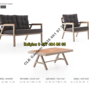 CLK Garden Milas Alüminyum Bahçe ve Balkon Mobilya Takımı 3+1+1+OS