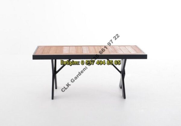 CLK Garden Gümbet Çapraz Cross Ayak Alüminyum ve Ahşap Bahçe ve Balkon Mobilya Takımı 3+1+1+OS - Görsel 11