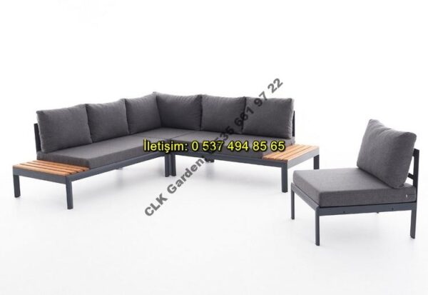 CLK Garden Adrasan Alüminyum Köşe L Bahçe ve Balkon Mobilya Takımı - Görsel 4