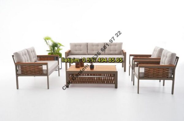 CLK Garden Datça Alüminyum Bahçe ve Balkon Mobilya Takımı 3+1+1+OS - Görsel 6