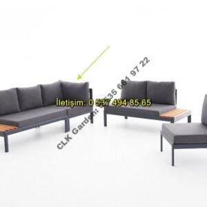 CLK Garden Adrasan Alüminyum Köşe L Bahçe ve Balkon Mobilya Takımı