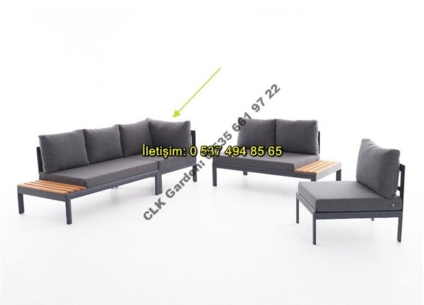 CLK Garden Adrasan Alüminyum Köşe L Bahçe ve Balkon Mobilya Takımı