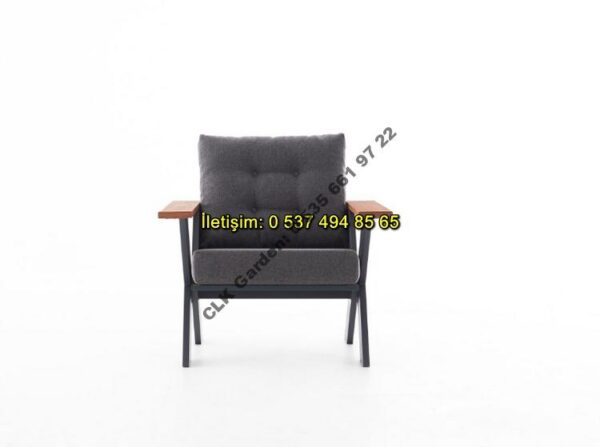 CLK Garden Gümbet Çapraz Cross Ayak Alüminyum ve Ahşap Bahçe ve Balkon Mobilya Takımı 3+1+1+OS - Görsel 8