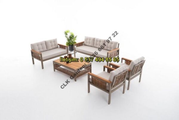 CLK Garden Datça Alüminyum Bahçe ve Balkon Mobilya Takımı 3+1+1+OS