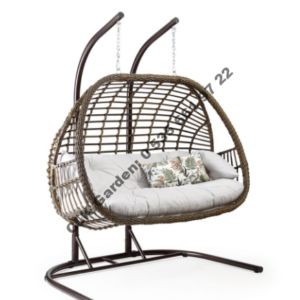 CLK Garden Rattan Oylat Açık Kahverengi Bahçe Balkon Teras Salıncakları İki Kişilik
