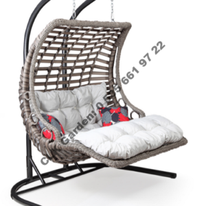 CLK Garden Rattan Bodrum Double Gri Bahçe Balkon Teras Salıncakları İki Kişilik