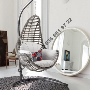 CLK Garden Rattan Milas Gri Bahçe Balkon Teras Salıncakları