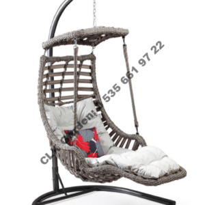 CLK Garden Rattan Alaçatı Plus Gri Bahçe Balkon Teras Salıncakları